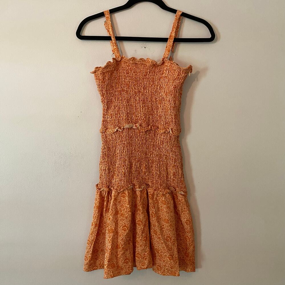 Parker Revolve Orange Smocked Tiered Strappy Mini Dress Summer Women's size XS